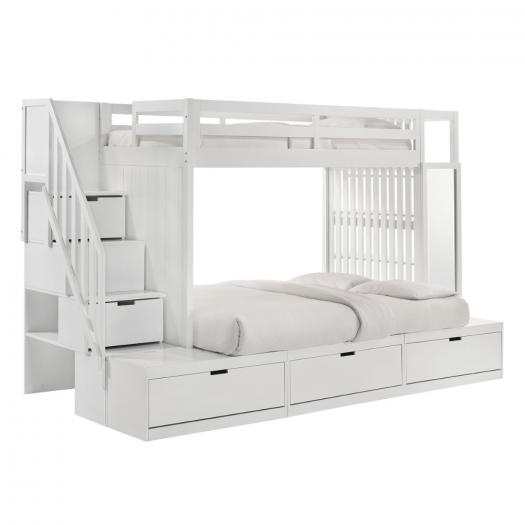 Brian Twin Over Full Bunk Bed W/Three Storage Drawers In White