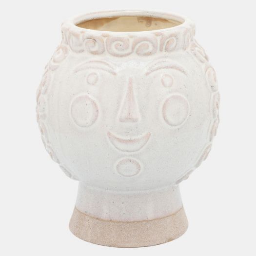 6" GRANDMA FACE PLANTER, IVORY