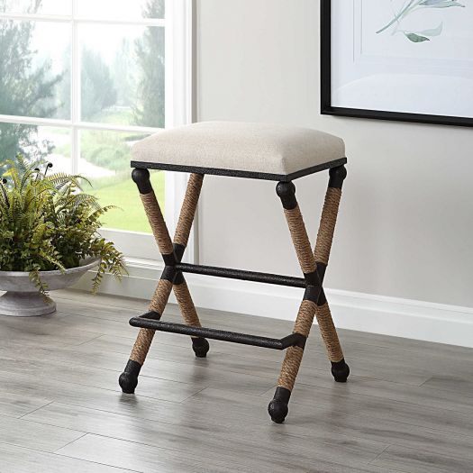 Uttermost Firth Rustic Oatmeal Counter Stool