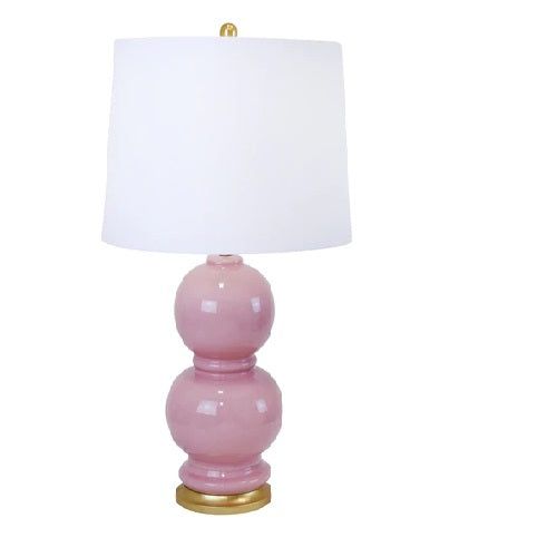 CERAMIC 27" DOUBLE GOURD TABLELAMP, PINK