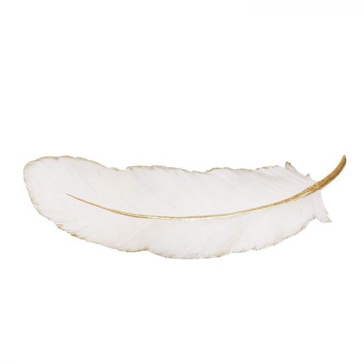 Resin Feather Wall Decor, White/Gold