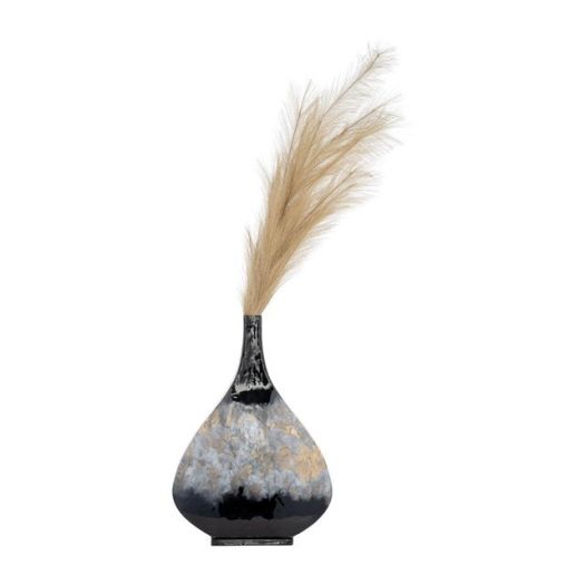 18"H METAL VASE, BLK/GLD