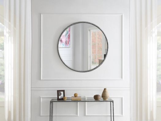 iron Round mirror- Silver -MEDIUM