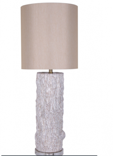 CERAMIC 37" LOG TABLE LAMP, WHITE