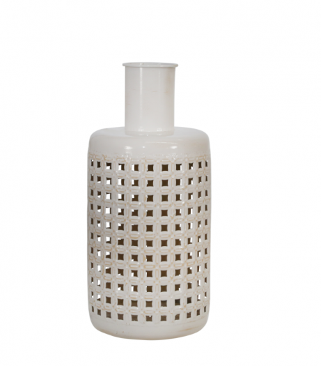 METAL 13" CUT-OUT JAR, WHITE