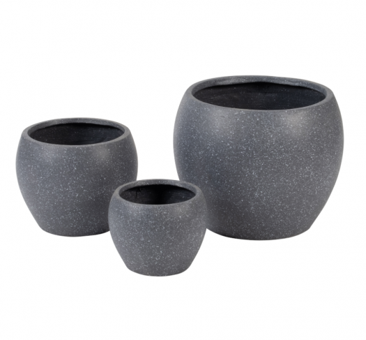 Resin, S/3 11/14/20"D Nested Planters, Gray