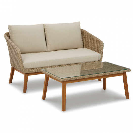 Crystal Cave Outdoor Loveseat with Table (Set of 2)