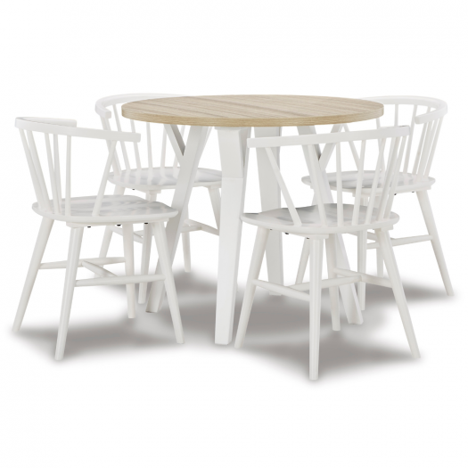 Grannen White Dining Set (4 Chairs)